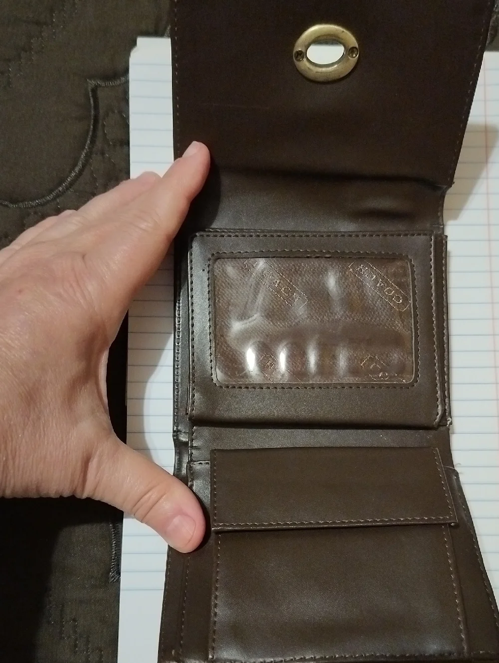 Coach Brown Signature Canvas Compact Wallet with Ribbon - Picture 3 of 4